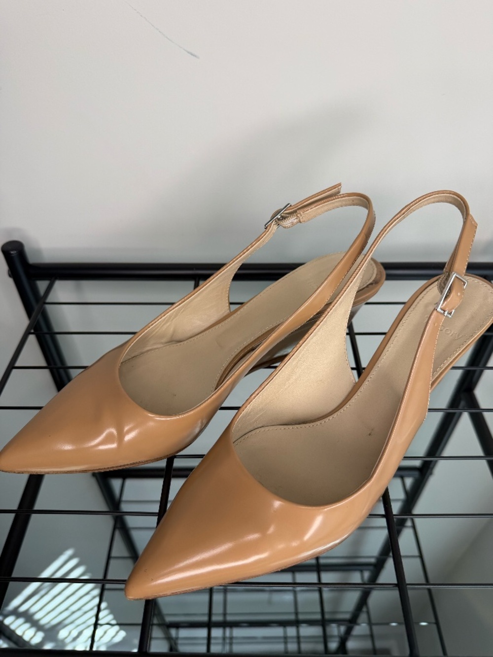 Theory Nude Patent Leather Slingback Wedge Pumps Size 39